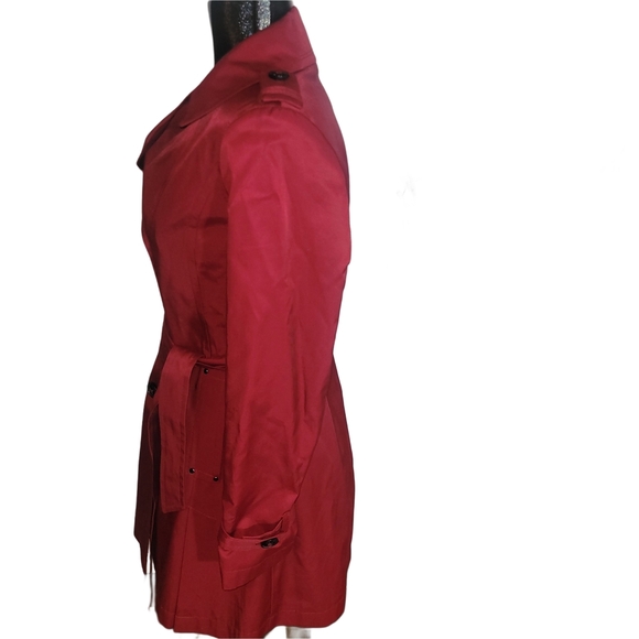 DKNY Red Mid-length Single Breasted Trench Coat S - Picture 5 of 7